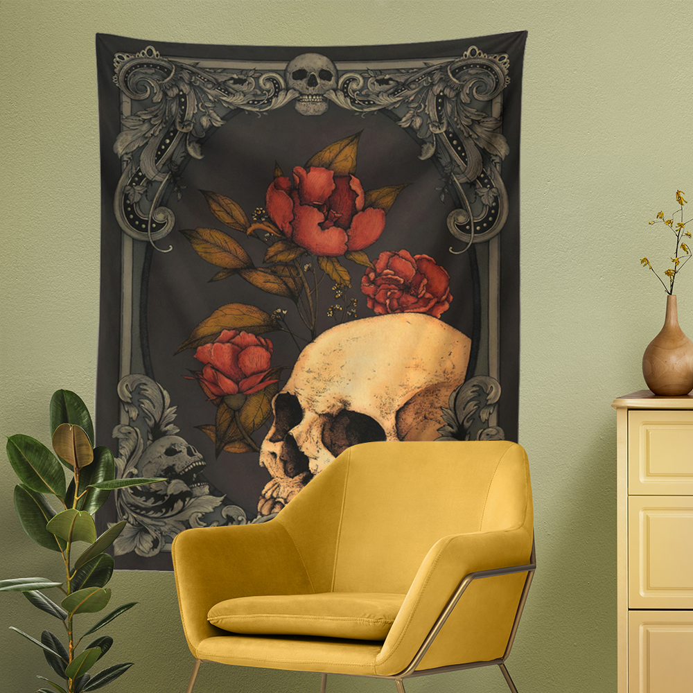 Skull-Floral-Tapestry-Skeleton-Wall-Hanging-Aesthetics-Gothic-Wall-Tapestries-Bedroom-LivingRoom-Witchcraft-Hippie-Wall-Carpet-3