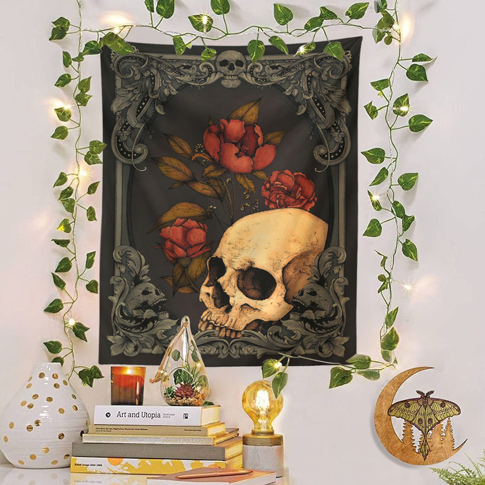 Skull-Floral-Tapestry-Skeleton-Wall-Hanging-Aesthetics-Gothic-Wall-Tapestries-Bedroom-LivingRoom-Witchcraft-Hippie-Wall-Carpet-4