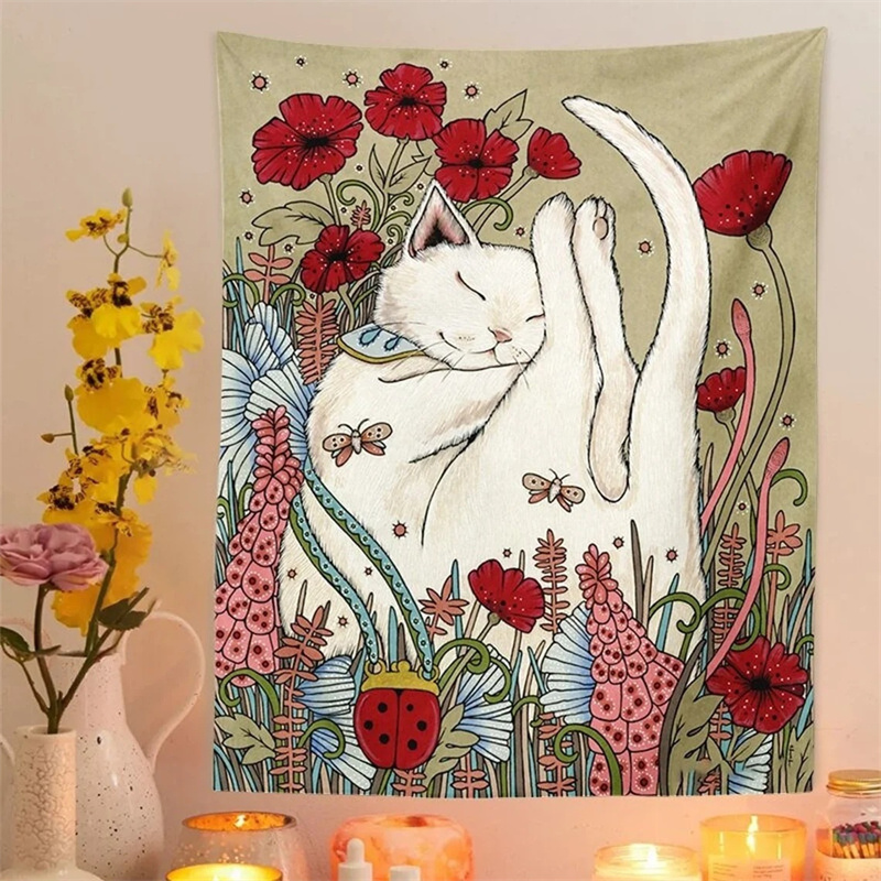 Tarot-Cat-Tapestry-Wall-Hanging-Mysterious-Mushroom-Sun-Moon-Tapestries-Boho-Witchcraft-Hippie-Phycadelic-Aesthetic-Room