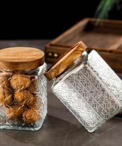 Alternative view of 750ml Mason Candy Jar For Spices Glass Bamboo Cover Container Glass Jars