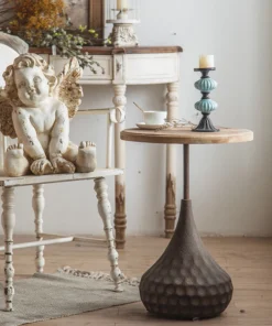 American Retro Small Round Coffee Table Brown