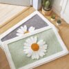 Green Daisy Bathroom Mat Door Entrance Rug