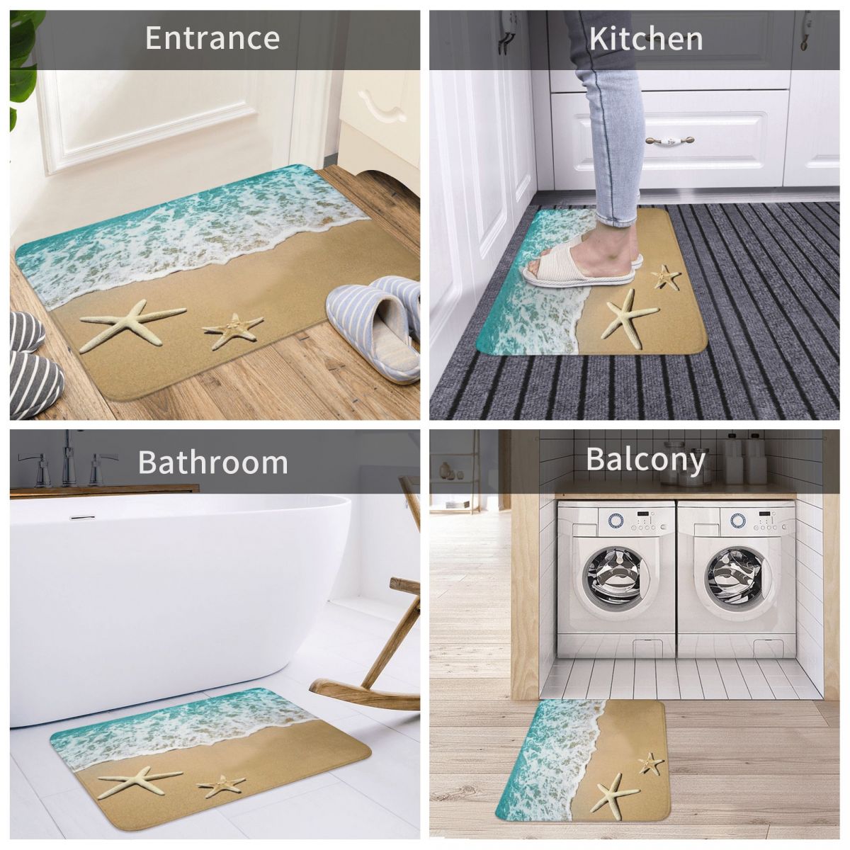 Beautiful Scenery Sea Stars Doormat Rectangle Bathroom - Image 3
