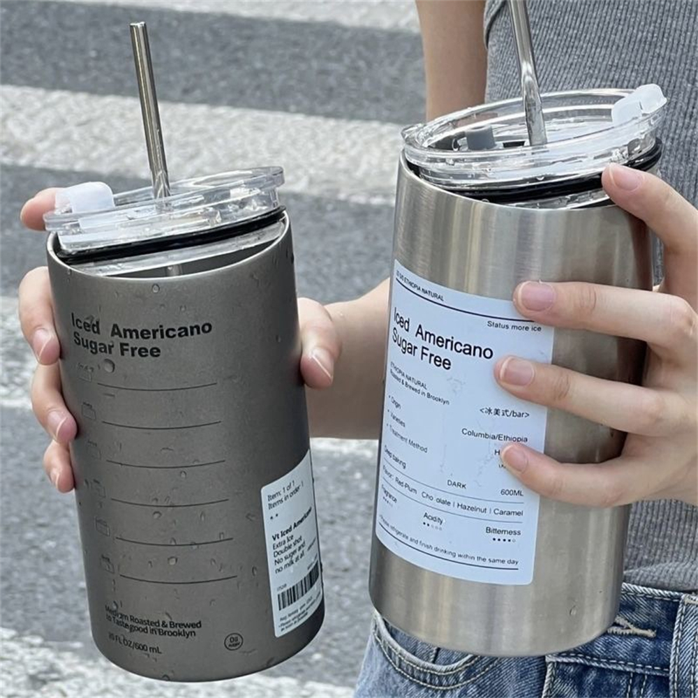 304 Stainless Steel Double -Layer Cooler Portable Tumbler with Straw - Image 4