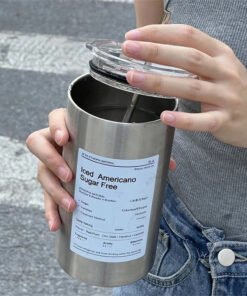 304 Stainless Steel Double -Layer Cooler Portable Tumbler with Straw