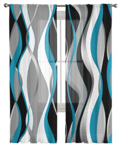 Alternative view of Abstract Gradient Turquoise Tulle Voile Curtains
