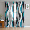 Abstract Gradient Turquoise Tulle Voile Curtains