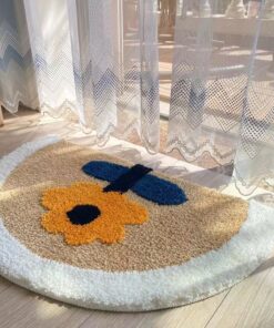 Flocking 3D Floral Design Bathroom Mat