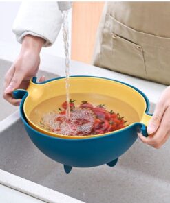 Alternative view of Double Drain Fruit Vegetables Storage Yellow Basket