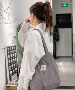 Alternative view of Corduroy Shoulder Bag Reusable Shopping Bags Casual Tote
