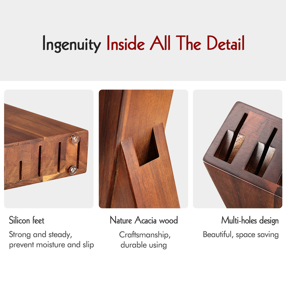 Six Hole Wooden Knife Holder Kitchen Accessories - Image 3