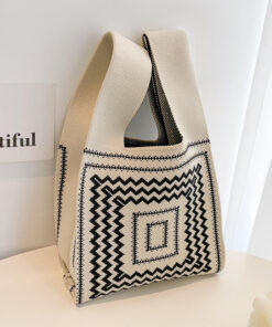Handmade Knit Handbag Women Mini Knot Wrist-bag Female Bag