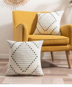 Nordic Style Cotton Tassel Cushion Cover Black & White