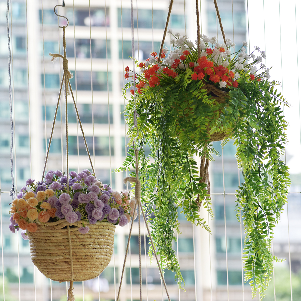 Garden Hanging Wicker Rattan Planter Plant for Home Decor - Image 5