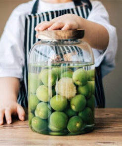 High Borosilicate Glass Acacia Wood Lid Glass Jar Food Airtight Storage Jar