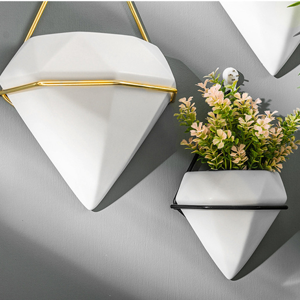 Triangle Plant Flower Pot Indoor Hanging Planter Geometric Vase Wall Decoration - Image 5