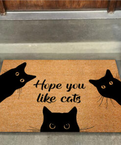 3D Printed Cat Black Cat Coir Pattern Print Doormat