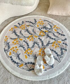 Floral Round Fluffy Rugs For Aesthetic Home Decor