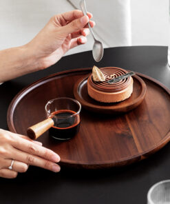 Alternative view of Ins Style Wooden Tray Round Japanese Tea Plate Dinner Plate