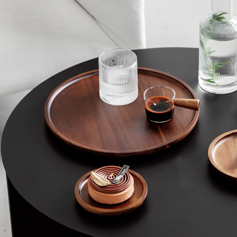 Ins Style Wooden Tray Round Japanese Tea Plate Dinner Plate