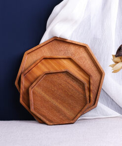 Japanese-Style Ebony Plate Simple Eight-Deformed Dinner Plate Wooden Tray