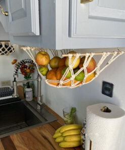Cotton Rope Fruit Hanging Basket Storage Mesh Bag For Kitchen