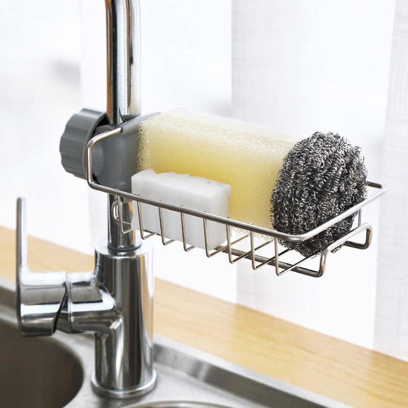 Kitchen Stainless Steel Sink Drain Rack Sponge Storage Faucet Holder - Image 2