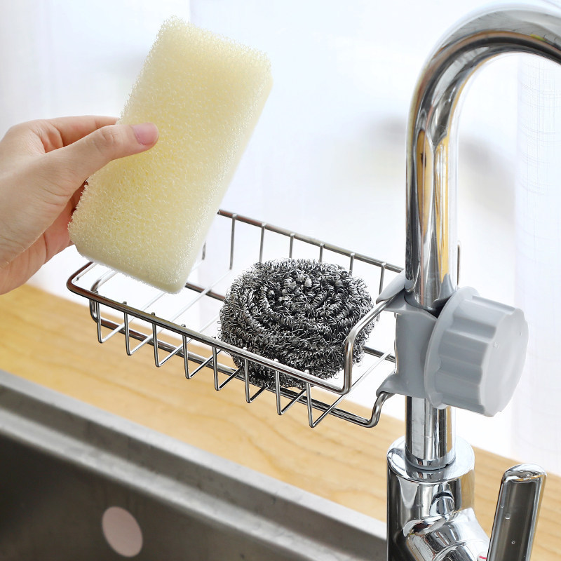 Kitchen Stainless Steel Sink Drain Rack Sponge Storage Faucet Holder - Image 3