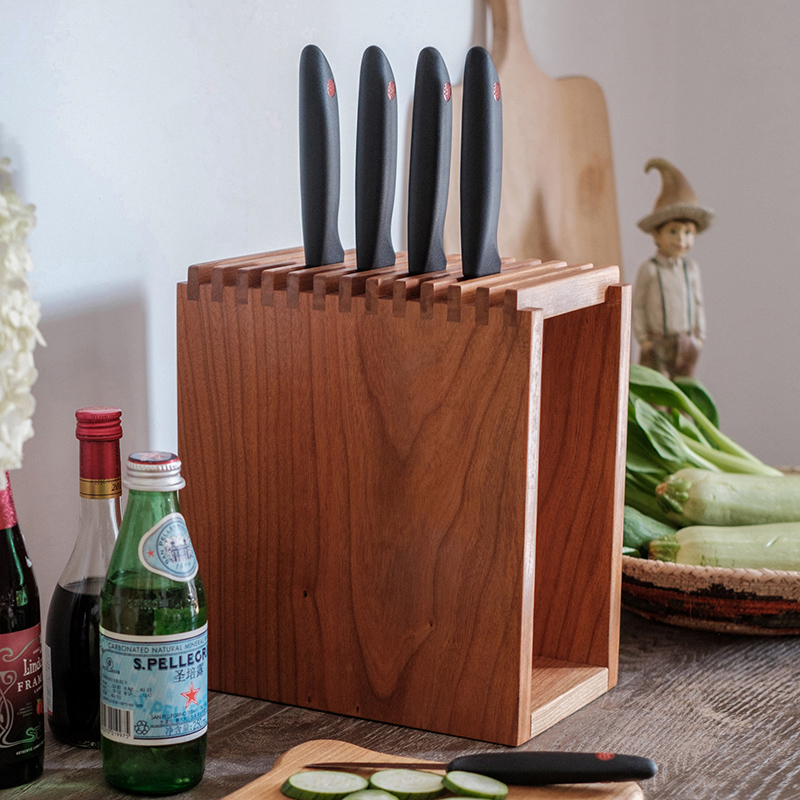 Knife Holder Solid Upscale Wood Japanese Knife Block Shelf - Image 3