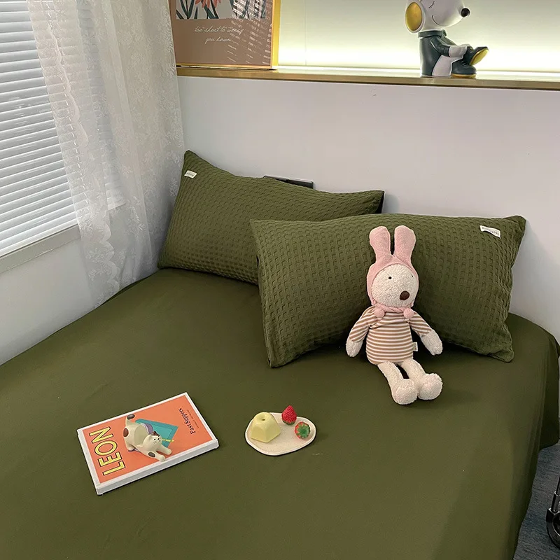 Korean Fashion Checker Four Piece Set Queen Bedding Set - Image 5