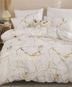 Marble Hot Stamping Double Duvet Cover Set 220x240 Luxury King Size Bedding Set