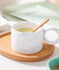 Korean Style Splash Ink Ceramic Mug White, 300ml