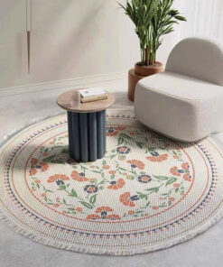 Nordic Cotton and Linen Tassel Retro Round Rug