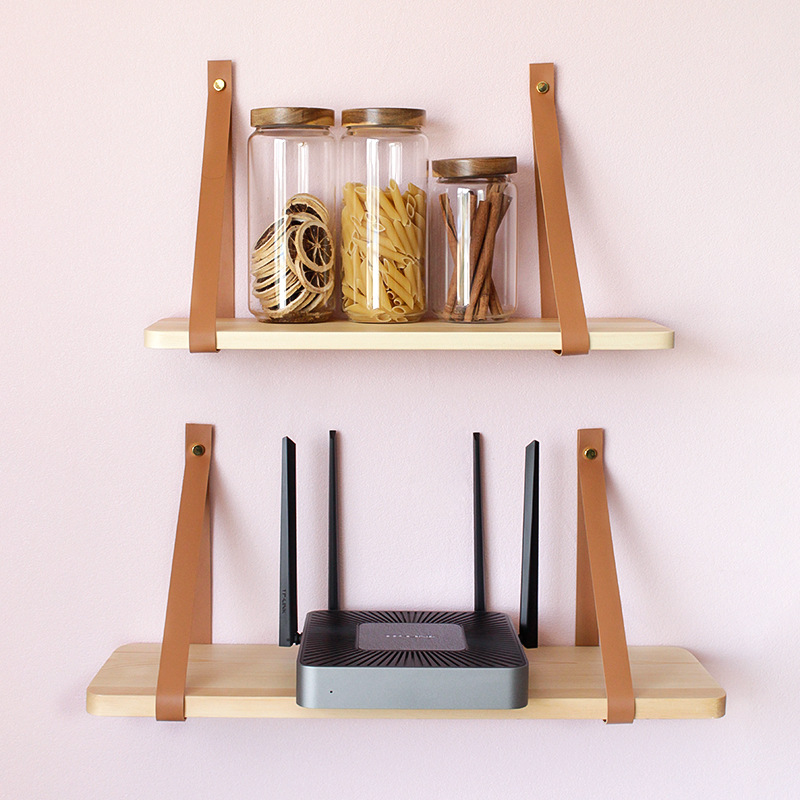 Nordic Wooden Wall Shelf Living Room Space Saving Storage Shelf - Image 2