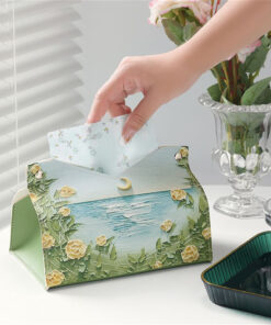Oil Painting PU Leather Tissue Box