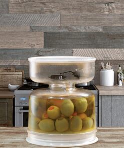 Pickle And Olive Jar Food Container With Strainer Dry And Wet Dispenser