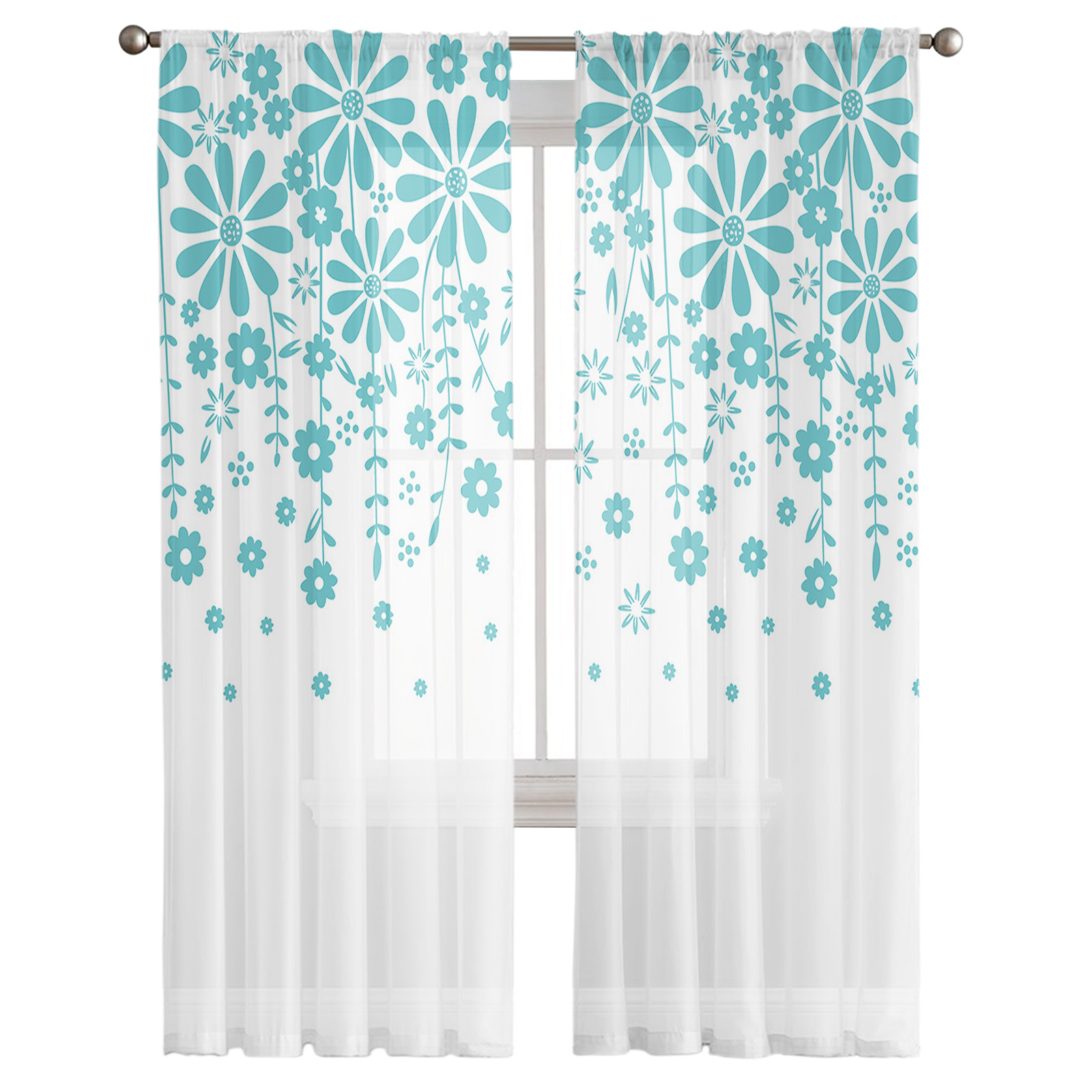 Plant Flower Summer Living Room Tulle Curtains - Image 2