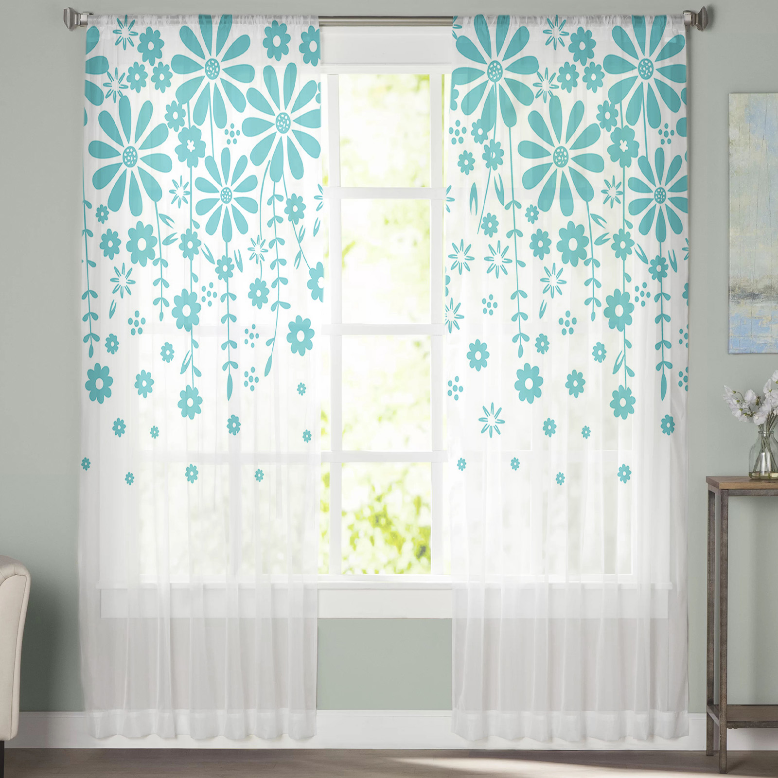 Plant Flower Summer Living Room Tulle Curtains - Image 3