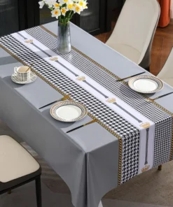 Qianniao Grid Table Cloth Waterproof and Oil Resistant