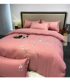 Alternative view of Brushed Embroidery Solid Color Quilt Cover Sheet 200x230cm