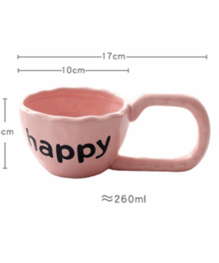 Alternative view of happy Ceramic Mug With Big Handle, Pink