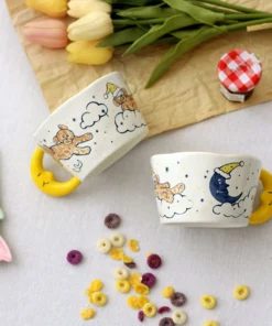 Alternative view of Korean Cute Hand Painted Bear Moon Ceramic Mug