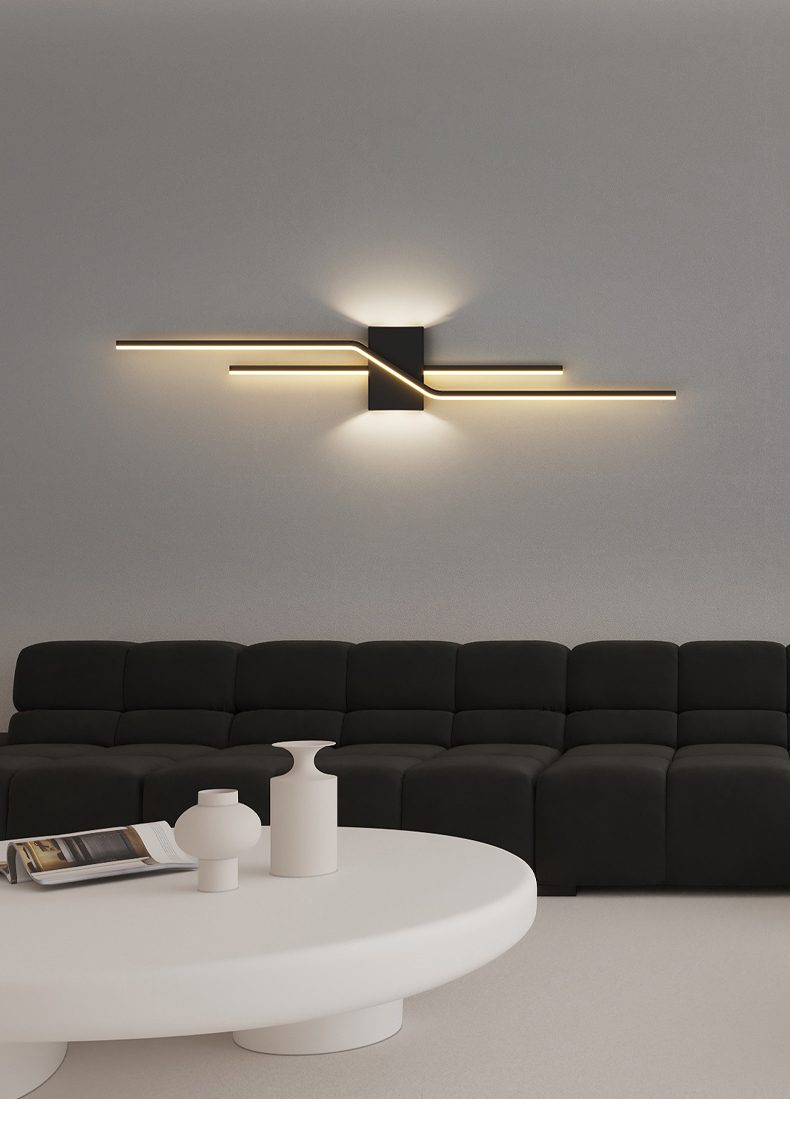 Art Long Gold Black White New Modern LED Wall Lights - Image 2