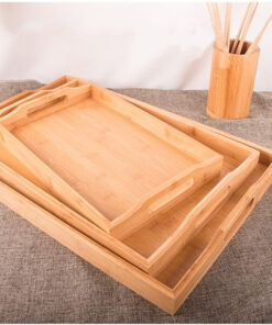 Alternative view of Breakfast Wooden Tray Rectangular Bamboo Household Tea Dinner Tray