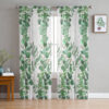 Simple Plant Leaves Spring Chiffon Curtains