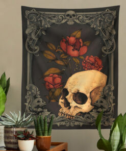 Skull Floral Tapestry  Aesthetics Gothic Wall Decor