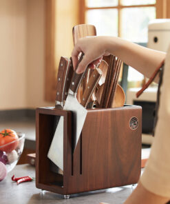 Alternative view of Solid Wood Knife Holder Chopstick Barrel Integrated Household Storage Rack