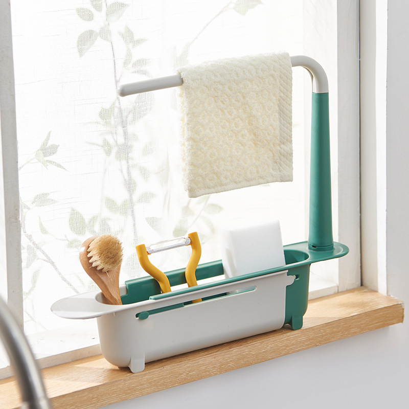Kitchen Sink Soap Organizer Accessories, Green - Image 3