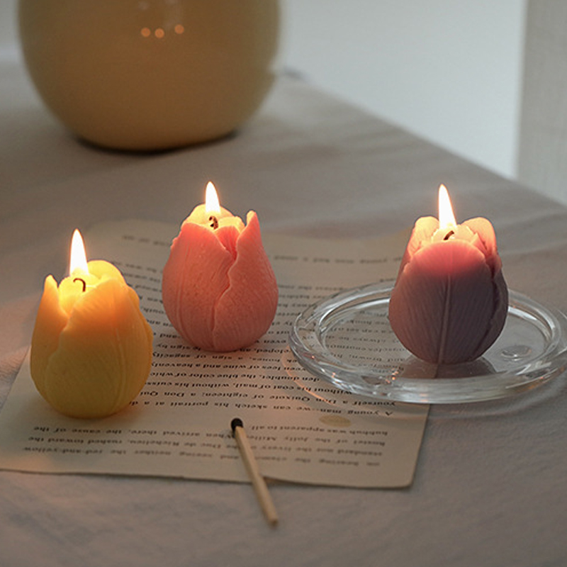 3PCS Cute Tulip Aroma Candle Decoration - Image 3