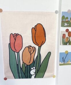 Kawaii Tulip Room Decor Tapestry